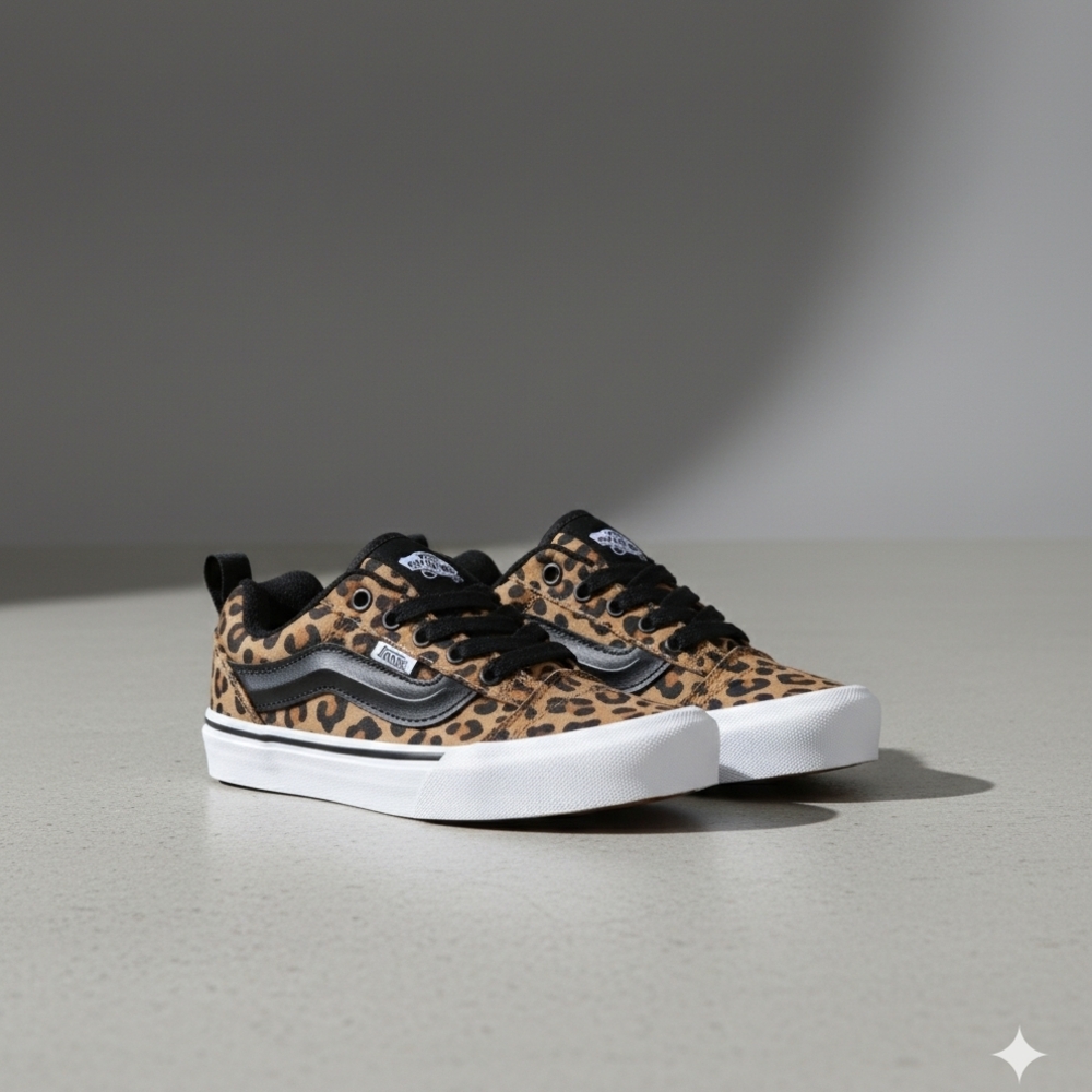 Vans Knu Skool Skate Shoe - Big Kid - Leopard / Black 4.5Y/5.5Women